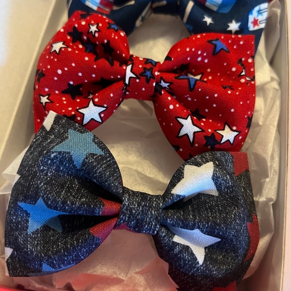 Set of 3 Hair Bows Girls Accessories Clips Fabric Toddlers July 4th Independence - Picture 3 of 5
